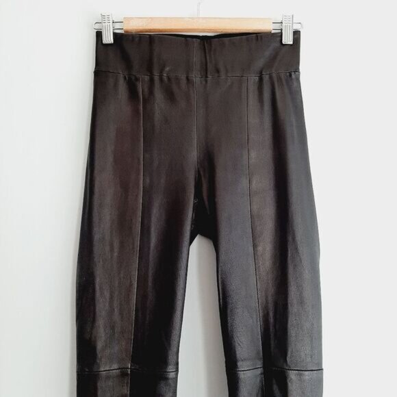 ROBERT RODRIGUEZ / Genuine Leather Legging Pull-On Pants Ankle Zip Black 2 Flaw - Picture 2 of 16